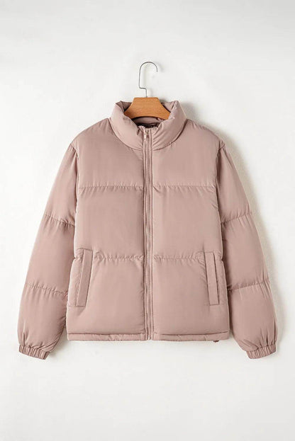 Turtleneck Zip Up Long Sleeve Winter Coat for Women - Selvanelle