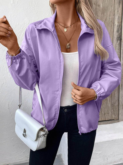 Ivy Lane Pocketed Zip Up Long Sleeve Jacket for Women - Selvanelle