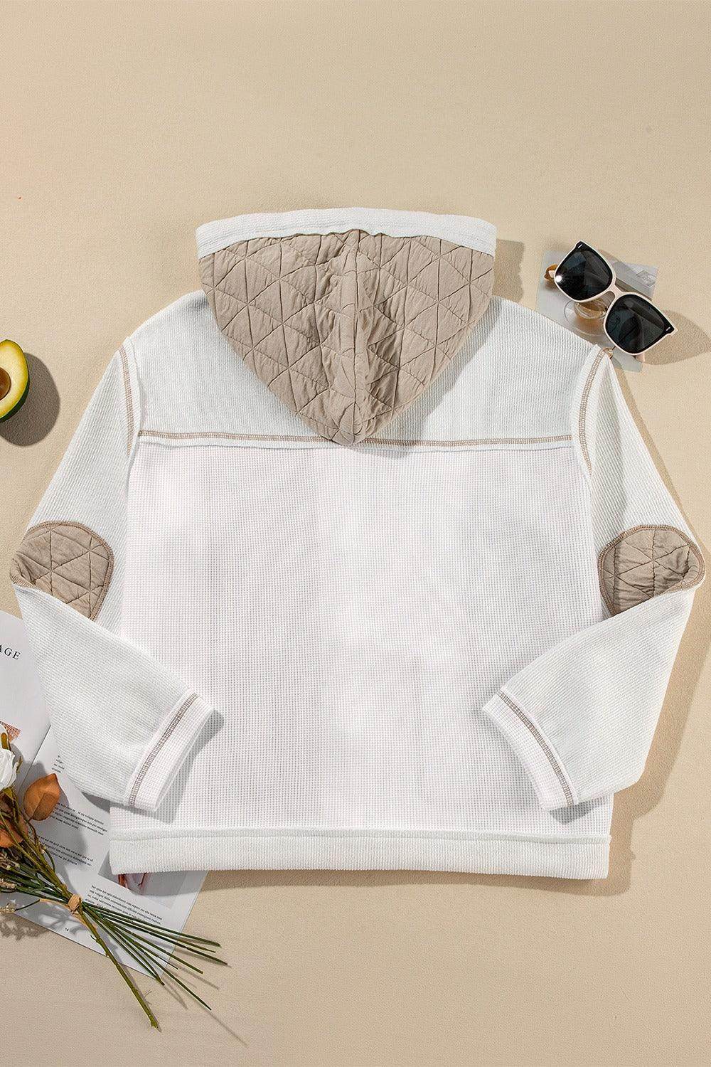 Drawstring Color Block Long Sleeve Jacket for Women Fashion - Selvanelle