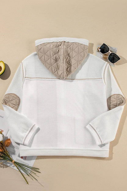 Drawstring Color Block Long Sleeve Jacket for Women Fashion - Selvanelle