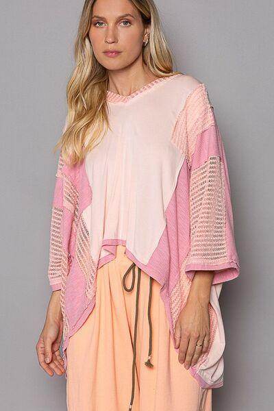 POL High-Low Contrast V-Neck Top for Stylish Casual Wear - Selvanelle