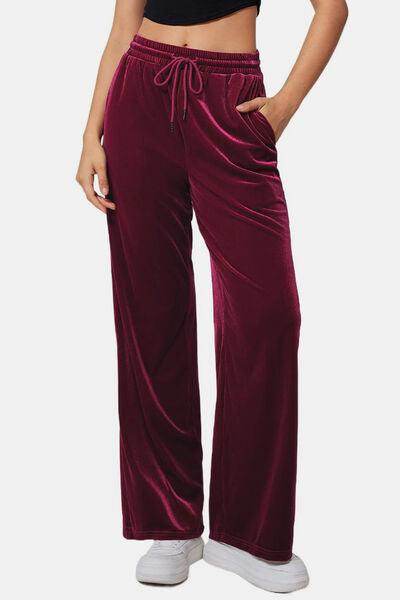 Drawstring Elastic Waist Straight Leg Pants for Women - Selvanelle