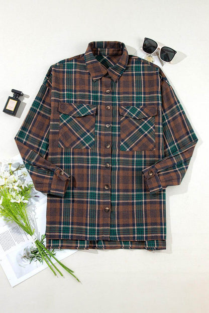 Plaid Button Up Long Sleeve Jacket for Women Stylish Fit - Selvanelle