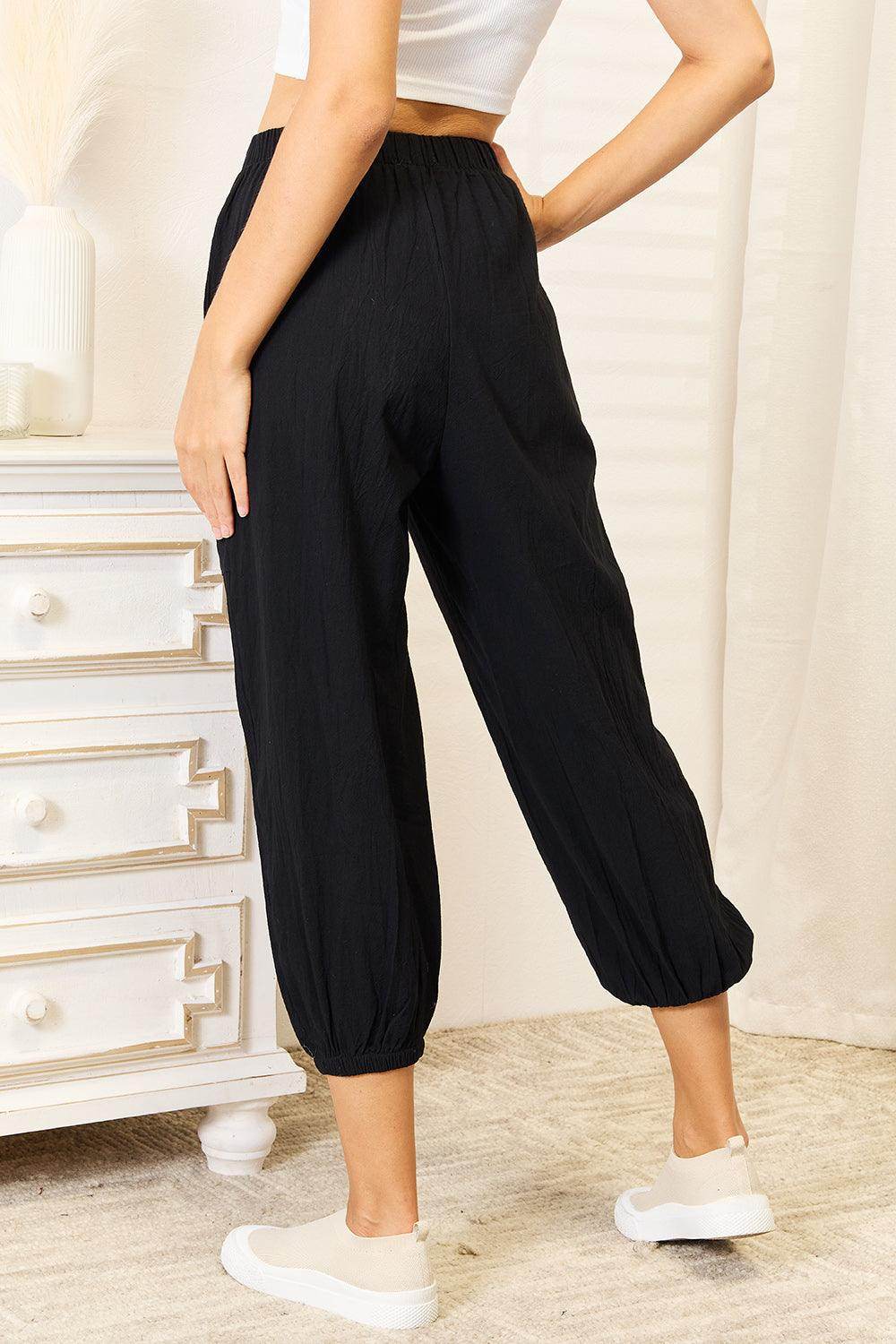 Shiny Decorative Button Cropped Pants for Stylish Outfits - Selvanelle