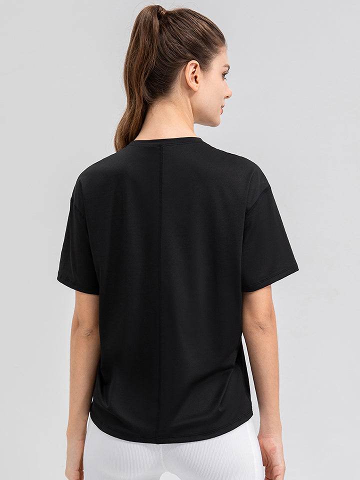 Round Neck Short Sleeve Active Top - Selvanelle