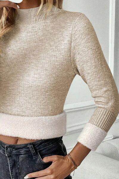 Mock Neck Long Sleeve Sweater for Women Comfortable Fit - Selvanelle