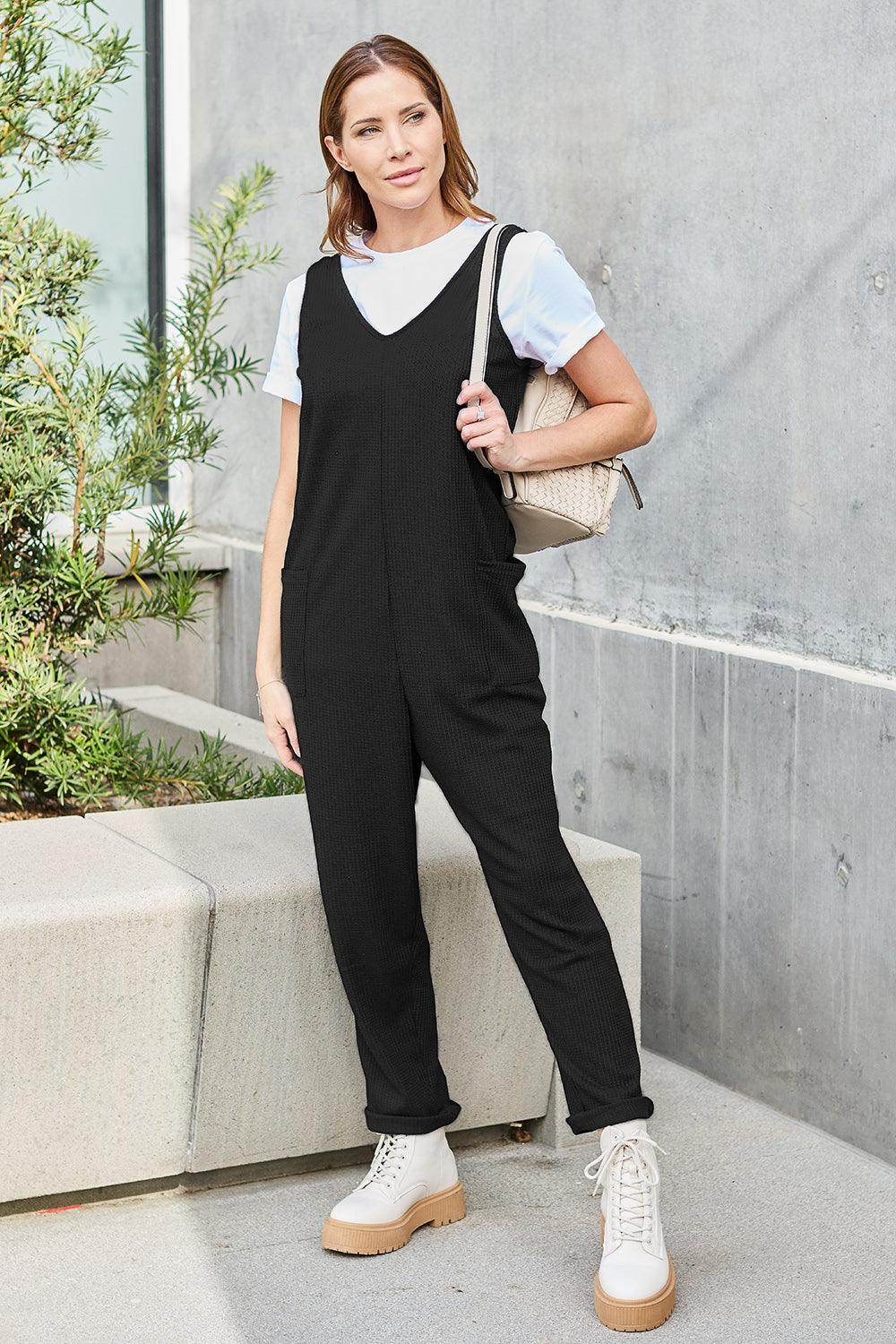 Double Take Full Size Sleeveless Straight Jumpsuit for Women - Selvanelle