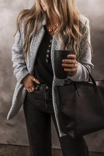 Open Front Long Sleeve Jacket for Women Casual Wear - Selvanelle