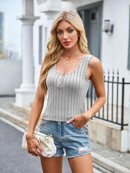 Scoop Neck Wide Strap Tank Top for Comfortable Everyday Wear - Selvanelle