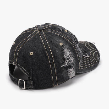 Distressed Adjustable Cotton Baseball Cap for Everyday Wear - Selvanelle