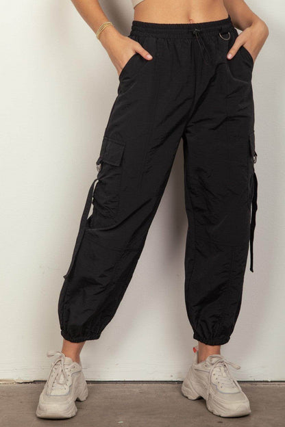 Very J Elastic Waist Woven Cargo Pants for Trendy Style - Selvanelle