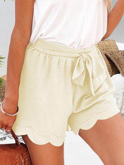 Tied Layered Scalloped Hem Shorts for Women Fashion - Selvanelle