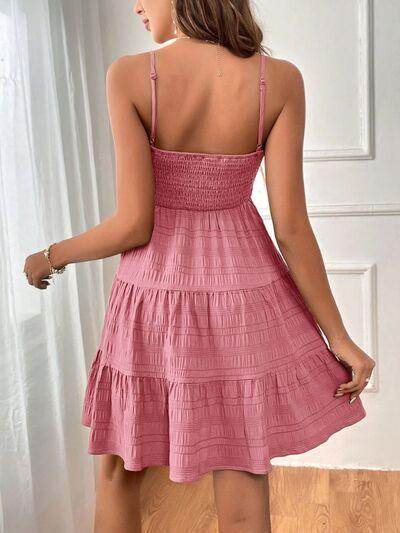 Tiered Smocked Square Neck Cami Dress for Casual Style - Selvanelle