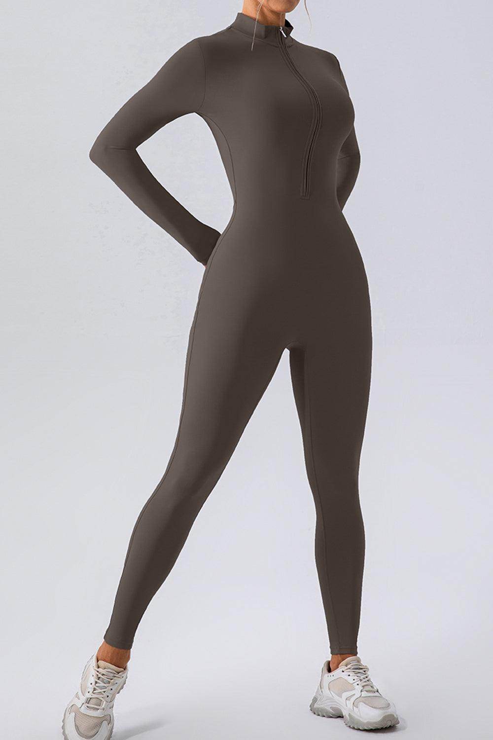 Half Zip Mock Neck Active Jumpsuit for Women Comfort Fit - Selvanelle