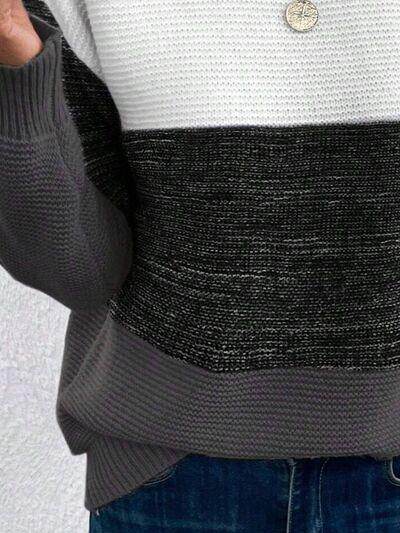 Color Block Boat Neck Sweater for Stylish Layering - Selvanelle