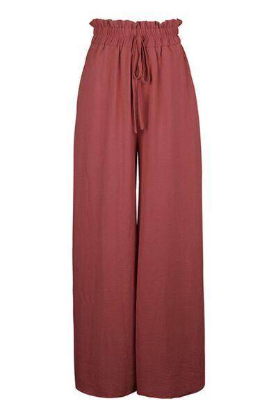 Perfee Frill Tied Wide Leg Pants for Effortless Style - Selvanelle