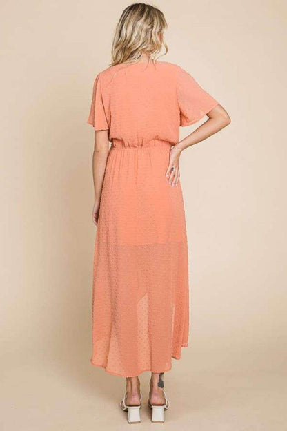 Culture Code Full Size Swiss Dot Tied Slit Dress - Selvanelle