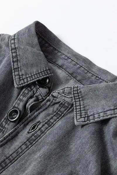 Button Up Long Sleeve Denim Jacket for Stylish Comfort - Selvanelle