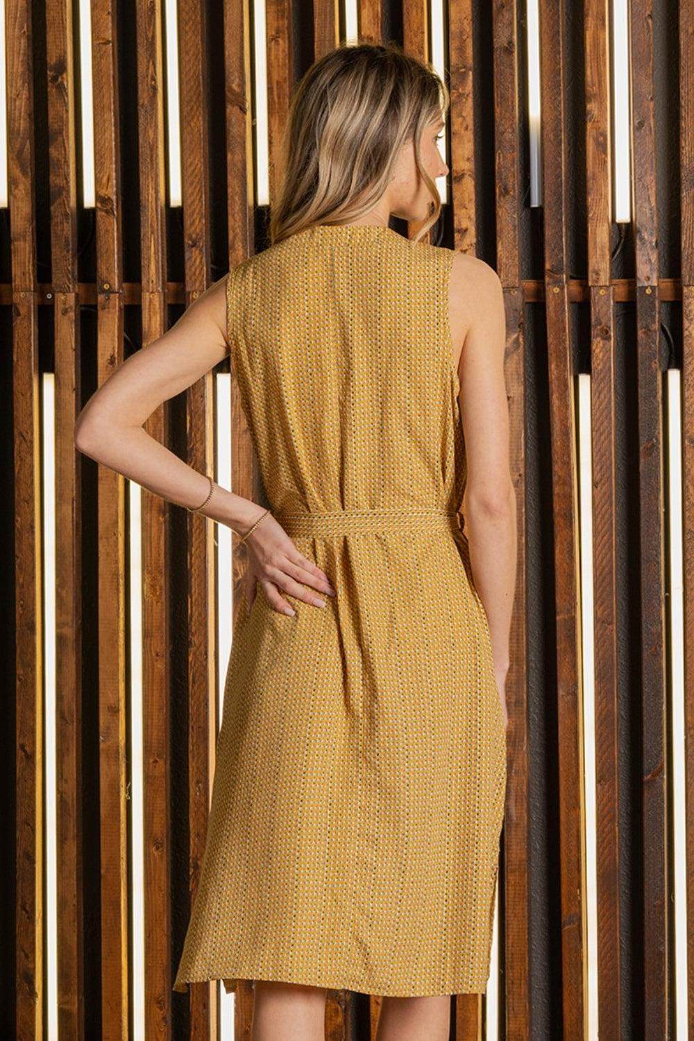 Sew In Love Full Size Printed Sleeveless Dress with Side Pockets - Selvanelle