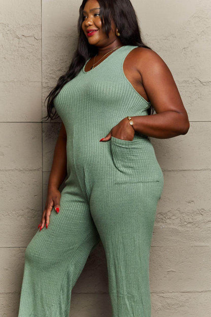 HEYSON Don't Get It Twisted Full Size Rib Knit Jumpsuit - Selvanelle