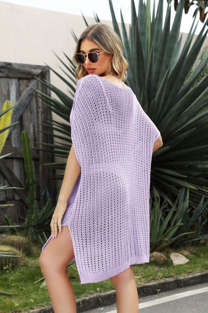 Openwork Side Slit Cover-Up Dress - Selvanelle