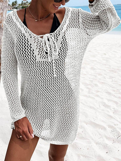 Openwork Tie Neck Cover-Up - Selvanelle