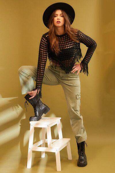 Annie Wear Straight Leg Jeans with Cargo Pockets Style - Selvanelle