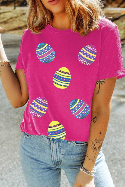 Sequin Easter Egg Short Sleeve T-Shirt - Selvanelle