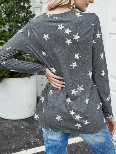 Cutout Round Neck Long Sleeve T-Shirt for Women Casual Wear - Selvanelle