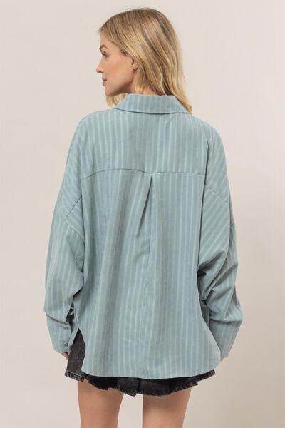 HYFVE Stripe Button Down Long Sleeve Oversized Shirt Chic - Selvanelle