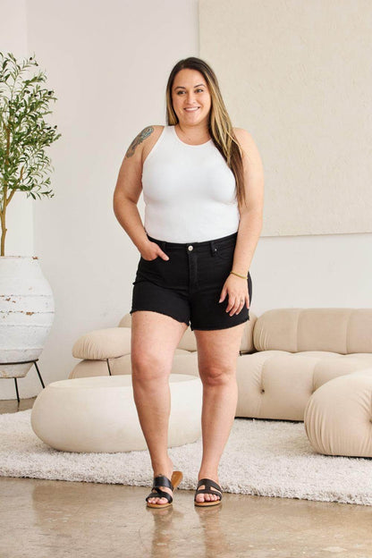 RFM Full Size Tummy Control High Waist Denim Shorts Women - Selvanelle