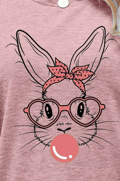 Easter Bunny Graphic Round Neck T-Shirt - Selvanelle