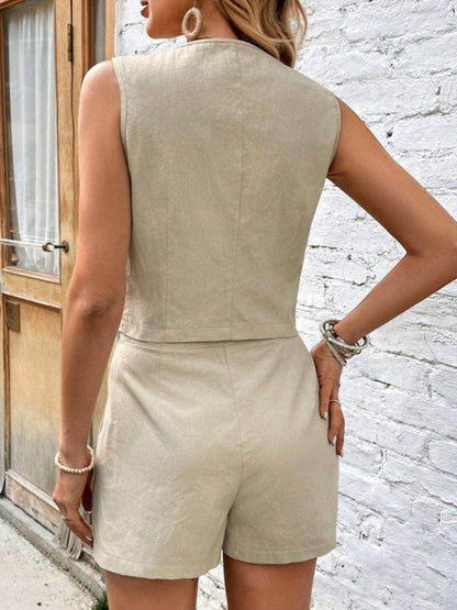 Scoop Neck Sleeveless Top and Shorts Set for Women - Selvanelle