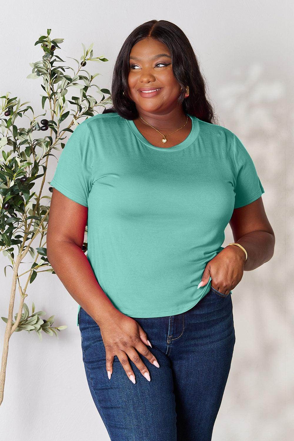 Basic Bae Full Size Round Neck Short Sleeve T-Shirt for Women - Selvanelle