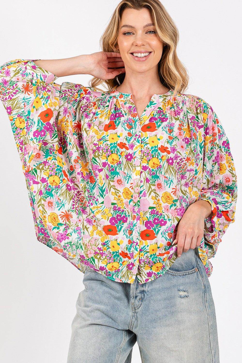 SAGE + FIG Button Down Floral Shirt for Stylish Women - Selvanelle