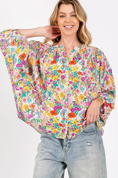SAGE + FIG Button Down Floral Shirt for Stylish Women - Selvanelle
