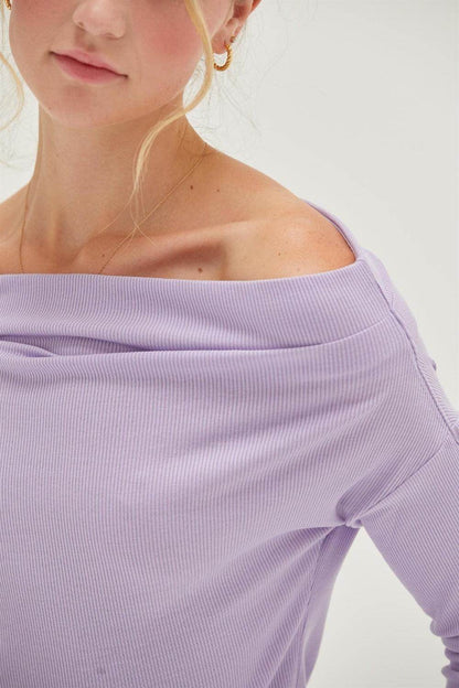 HYFVE Off Shoulder Ribbed Knit Top for Casual Elegance - Selvanelle