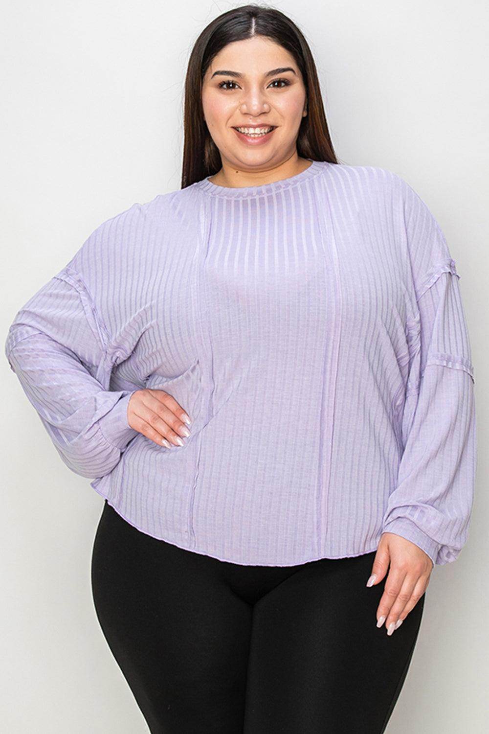 Basic Bae Full Size Ribbed Round Neck Long Sleeve T-Shirt - Selvanelle