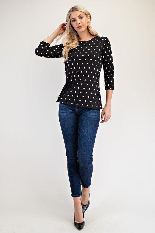 Celeste Full Size Polka Dot Round Neck T-Shirt for Women