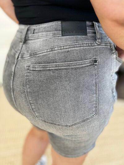 Judy Blue Full Size High Waist Washed Denim Shorts for Women - Selvanelle