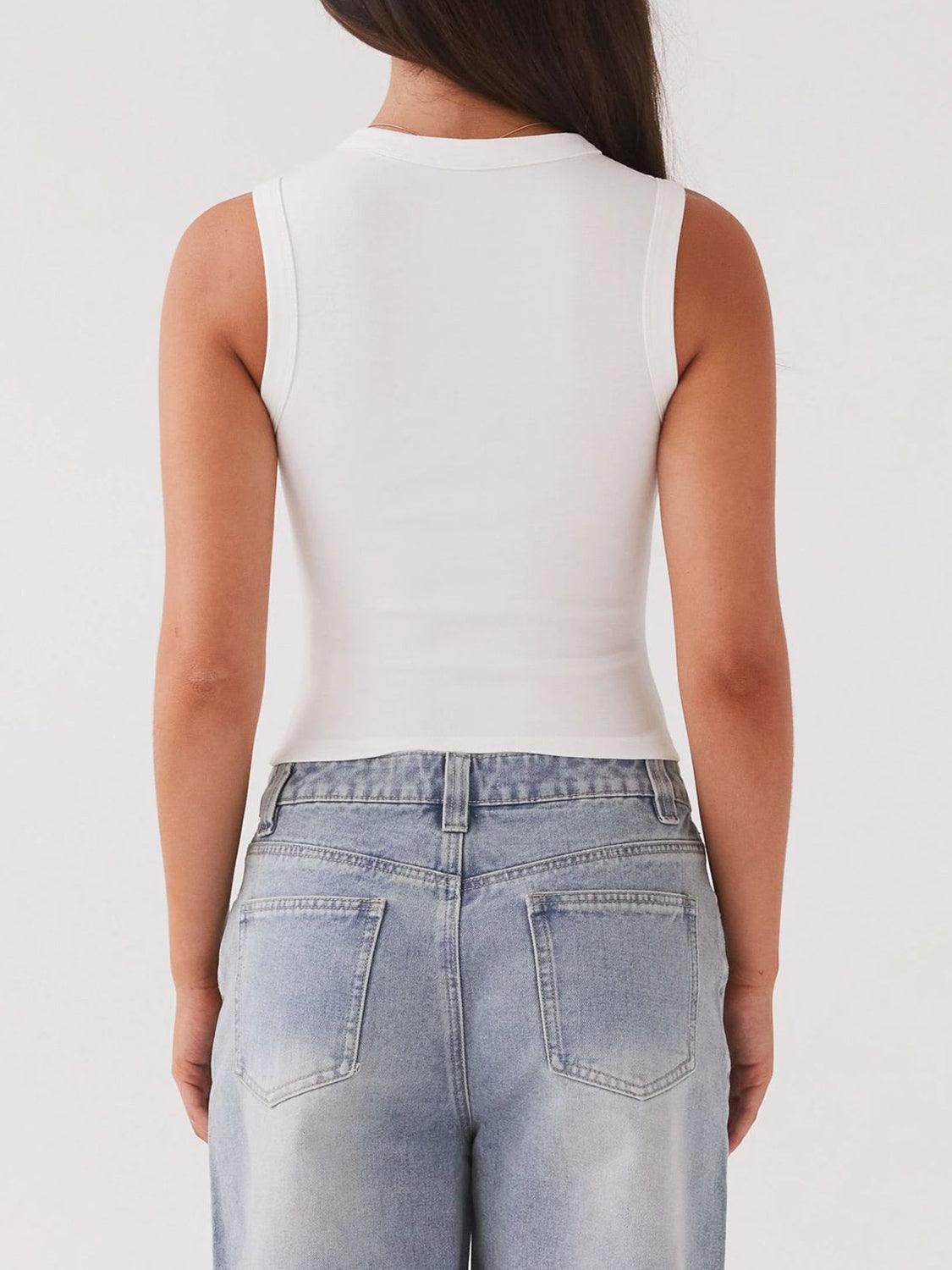 Lovelet Button Up Round Neck Tank for Stylish Comfort - Selvanelle