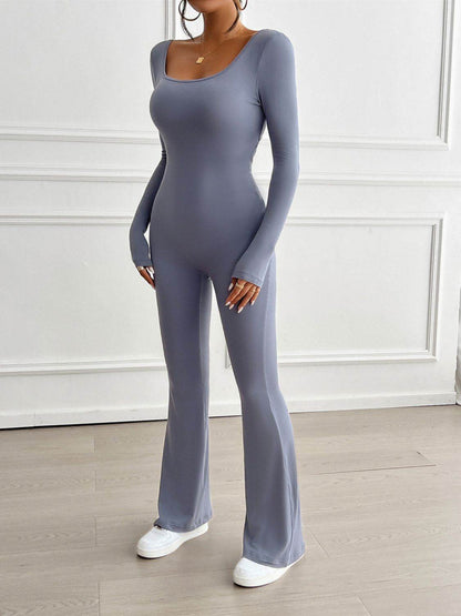 Devine Cutout Scoop Neck Long Sleeve Jumpsuit - Selvanelle