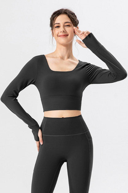 Square Neck Crisscross Active T-Shirt for Women Fitness - Selvanelle