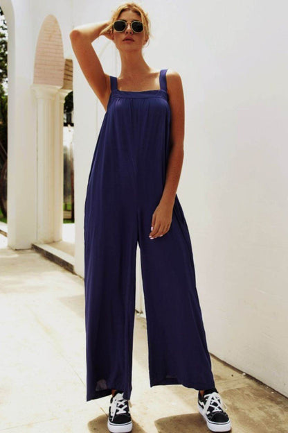 Wide Strap Wide Leg Jumpsuit - Selvanelle