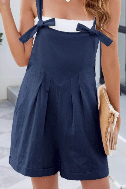 Knotted Strap Romper with Pockets - Selvanelle