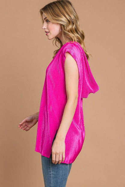Culture Code Slit Cap Sleeve Hooded Top for Trendy Style - Selvanelle
