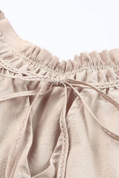 Tiered Frill Tie Neck Tank for Women's Stylish Summer Wear - Selvanelle