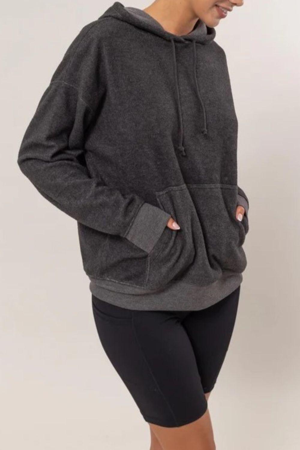 HYFVE Brushed Long Sleeve Hoodie with Kangaroo Pocket Style