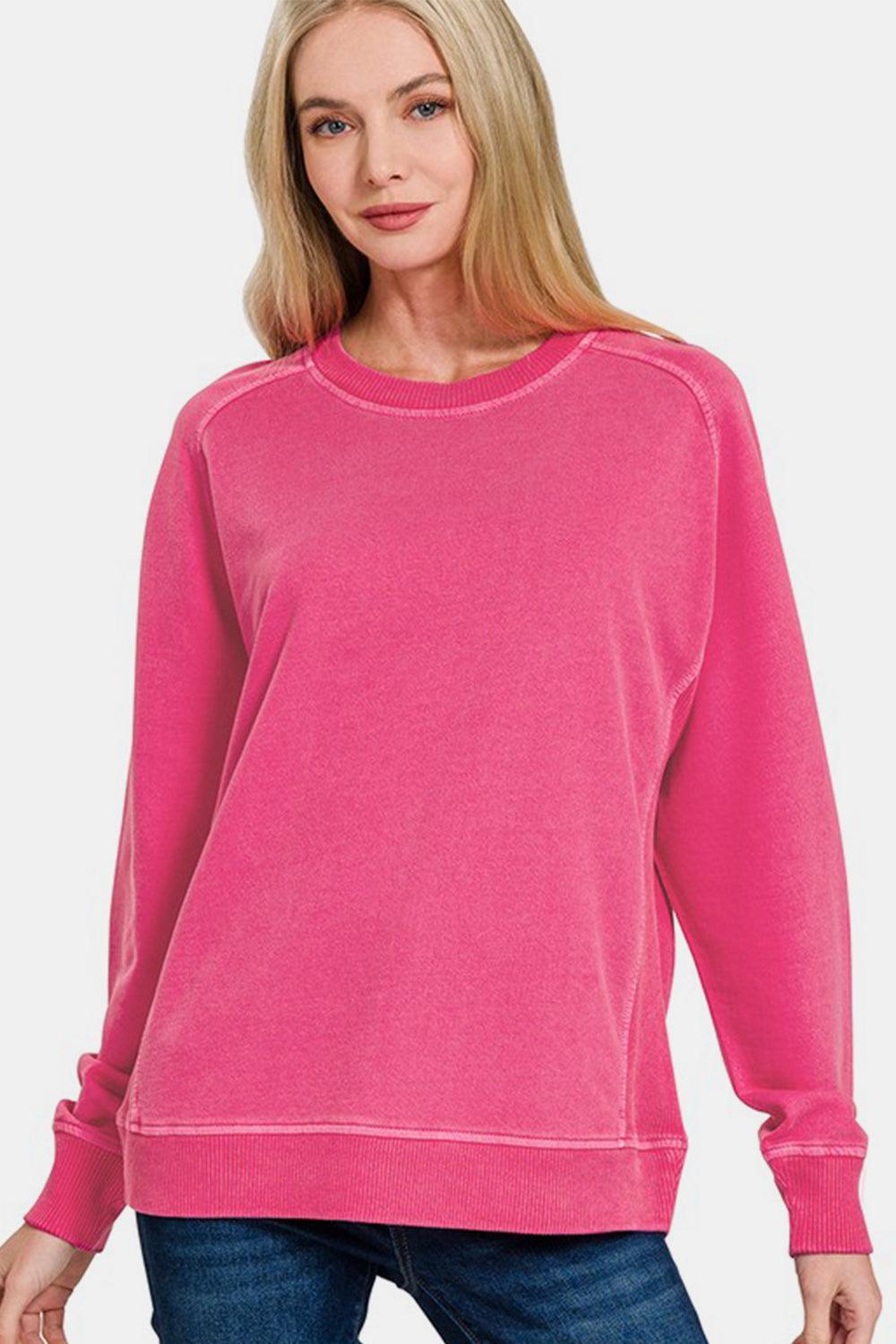 Zenana Full Size Pigment Dyed French Terry Sweatshirt Style