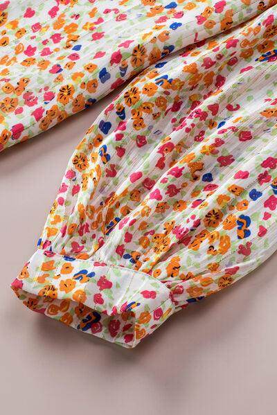 Printed Notched Long Sleeve Shirt for Stylish Comfort - Selvanelle